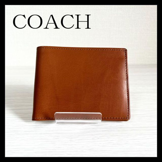 COACH(コーチ)の美品 COACH コーチ 財布 二つ折り 札入れ  キャメル ユニセックス メンズのファッション小物(折り財布)の商品写真