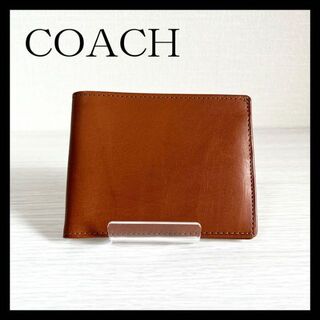 コーチ(COACH)の美品 COACH コーチ 財布 二つ折り 札入れ  キャメル ユニセックス(折り財布)