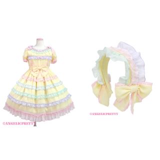 アンジェリックプリティー(Angelic Pretty)のしゃぼん玉ワンピース、カチューシャset(ひざ丈ワンピース)