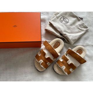 エルメス(Hermes)の専用　最終　エルメス　HERMES シプレ　サンダル　ムートン　茶　37(サンダル)