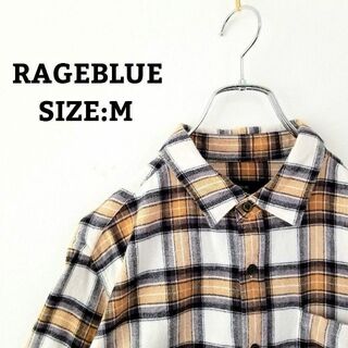 レイジブルー(RAGEBLUE)のRAGEBLUE レイジブルー M メンズ チェックシャツ 胸ポケット 茶 黒(シャツ)