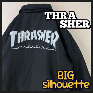 スラッシャー(THRASHER)のスラッシャー ナイロン コーチジャケット 裏ボア 両面プリント ゆるダボ 古着(ナイロンジャケット)