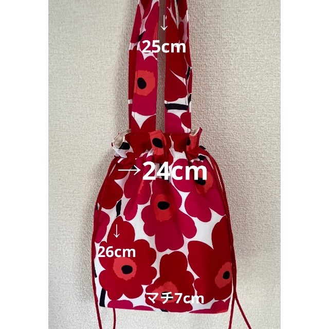 marimekko(マリメッコ)の❤️新品未使用❤️可愛いです♪人気♪マリメッコトート肩がけ巾着バッグハンドメイド レディースのバッグ(トートバッグ)の商品写真