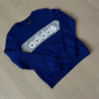 アディダス(adidas)のアディダス　ワンポイントロゴ　スウェットトレーナー　青x灰　レディース　Mサイズ(トレーナー/スウェット)