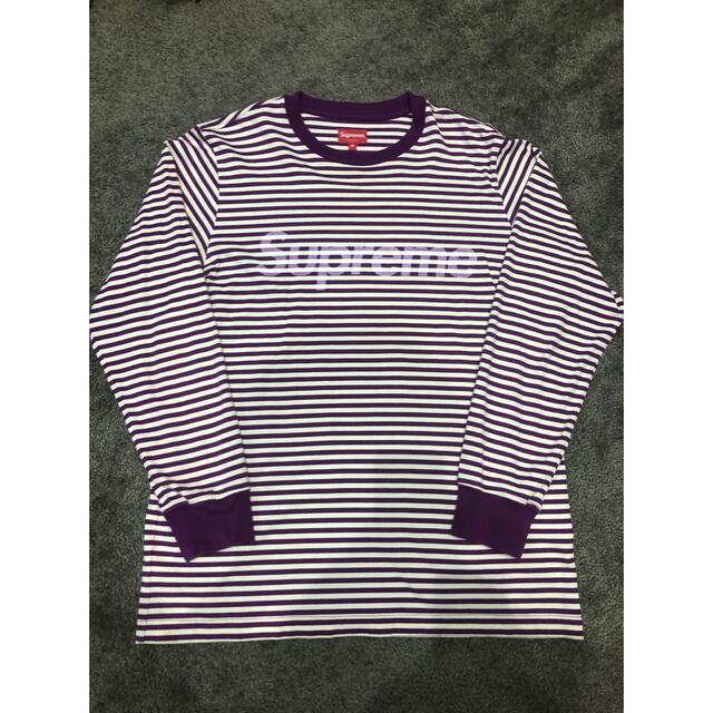 supreme Striped logo l/s top M