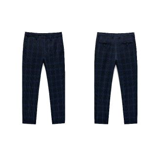 ザラ(ZARA)のZARA MAN メランジテクスチャーコンフォートパンツ ブルーチェック(スラックス)