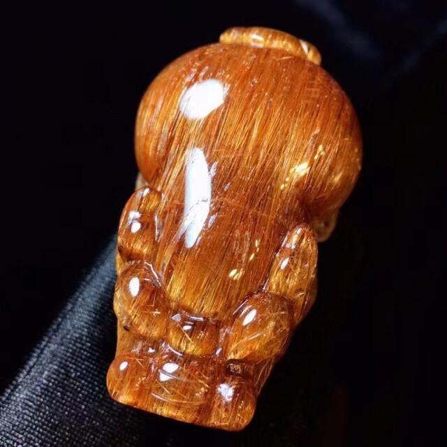 天然銅色ゴールドルチルクオーツ ルース 貔貅 44.1g - www