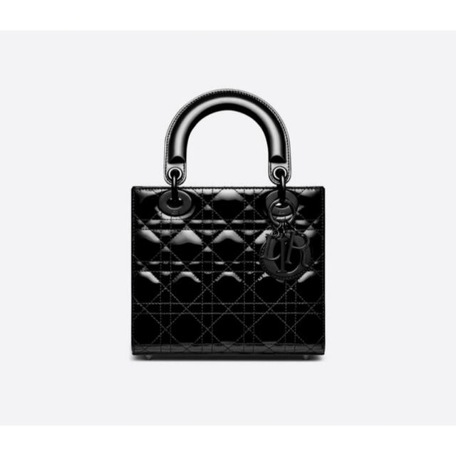 新品未使用　LADY DIOR エナメル　オールブラック　スモールバッグバッグ