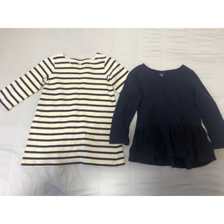 ベビーギャップ(babyGAP)のbaby GAP 長袖カットソー＆ボーダー長袖ワンピース 2枚セット(Tシャツ/カットソー)