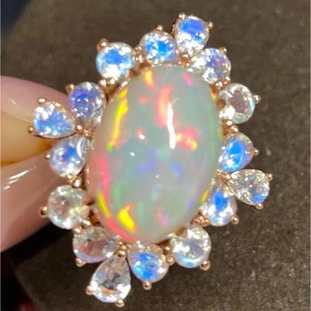 【高級】オパール ペンダントトップ  リング  2Way 5.4ct k18