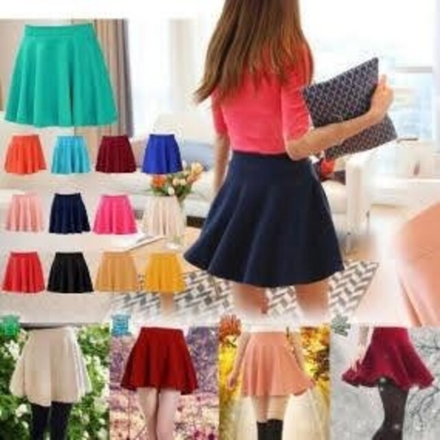 フレアミニスカート　オレンジ レディースのスカート(ミニスカート)の商品写真