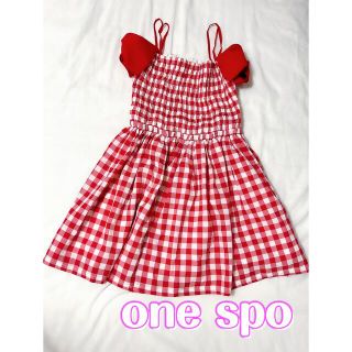 ワンスポ(one spo)のone spo♡赤ギンガムチェックミニワンピース♡ワンスポ(ミニワンピース)