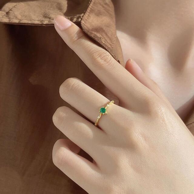 女性と女の子のための本物のシルバー100% リング,緑の透明なジルコニア レディースのアクセサリー(リング(指輪))の商品写真