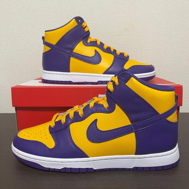 新品！NIKE DUNK HIGH LAKERS Yellow Purple