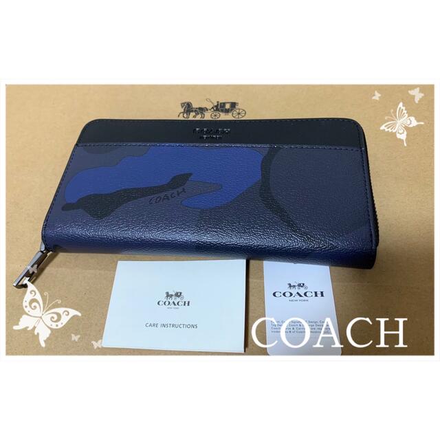 100 安い Coach コーチ 迷彩柄 青 メンズ 長財布 新品 未使用 Coach 長財布 Www Reomti Se