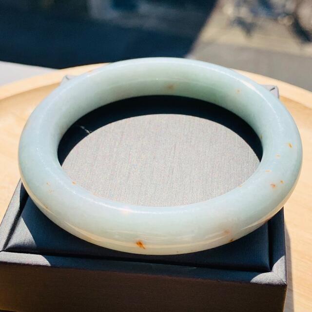 ヒスイ　本翡翠　バングル　54mm 新入荷　青　金運アップ　A貨