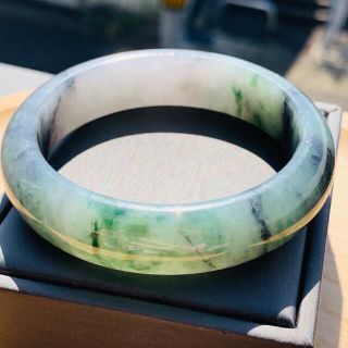 ヒスイ 本翡翠 バングル 54mm 新入荷 緑 ユニーク水草柄 A貨 腕輪 ヒスイ 本翡翠 バングル 54mm 新入荷 緑 ユニーク水草柄 A貨 腕輪