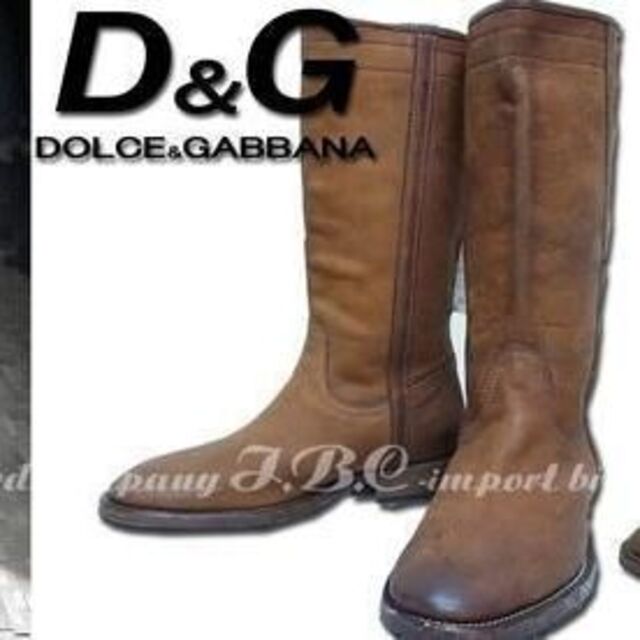 ★DOLCE&GABBANA★ドルガバ D&G ロングレザーブーツ40ブラウン茶