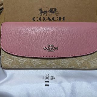 コーチ(COACH)のCOACH   長財布　シグネチャー　ピンクのワンポイント２(財布)