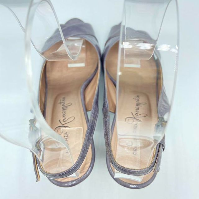 GINZA Kanematsu(ギンザカネマツ)の銀座かねまつ ミュール グレー エナメル バックストラップ レディース 靴 レディースの靴/シューズ(ミュール)の商品写真