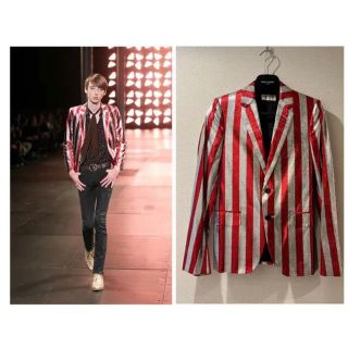 サンローラン(Saint Laurent)のSAINT LAURENT PARIS ポールストライプジャケット(テーラードジャケット)