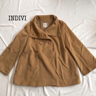 インディヴィ(INDIVI)の美品✨INDIVI インディヴィ コート Pコート 羊毛 カシミヤ ブラウン系(ピーコート)