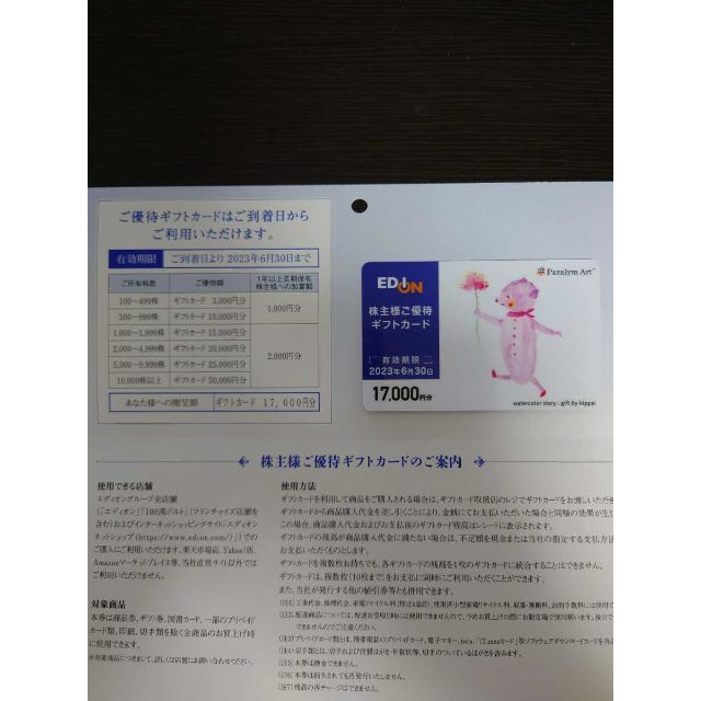 エディオン 株主優待 17,000円分 - www.daniel-guittat.fr