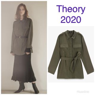 極美品】 セオリー ナイロンフーディーロングジャケット ベルト付き