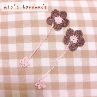 【ハンドメイド】ブックマーク　お花のしおり　いちごチョコ(しおり/ステッカー)