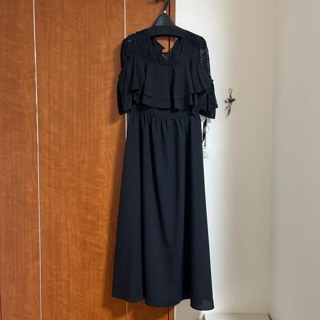 パーティドレス　ブラック　ロング　ミモレ　2way レディースのフォーマル/ドレス(ロングドレス)の商品写真