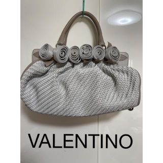 【本物保証】 布袋付 ヴァレンティノ ガラバーニ VALENTINO GARAVANI ハンドバッグ レザー 黒 ブラック 薔薇 バラ 花 フラワー ローズ 希少