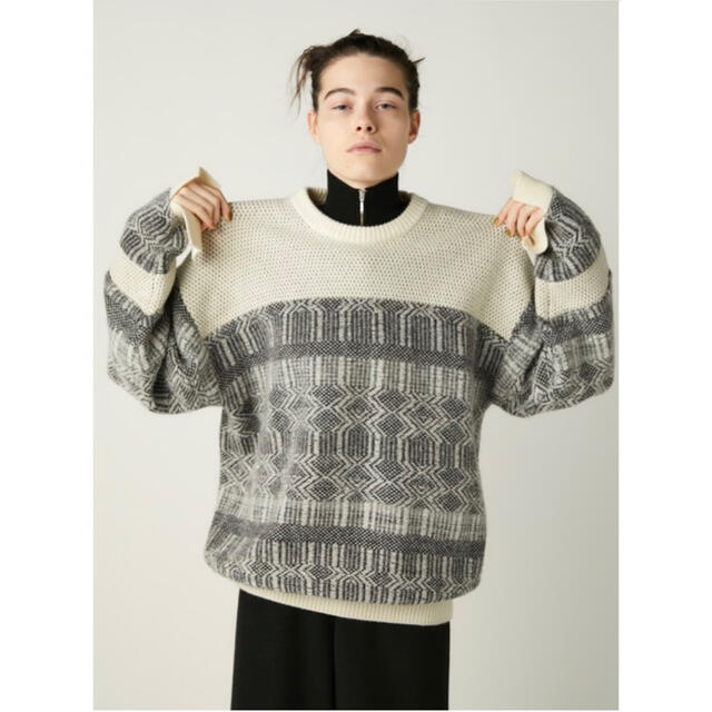 ENFOLD(エンフォルド)のnagonstans  ナゴンスタンス Jacquard pullover レディースのトップス(ニット/セーター)の商品写真