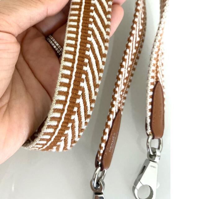 手縫い ショルダーストラップ シルバー金具 キャメル ブラウン