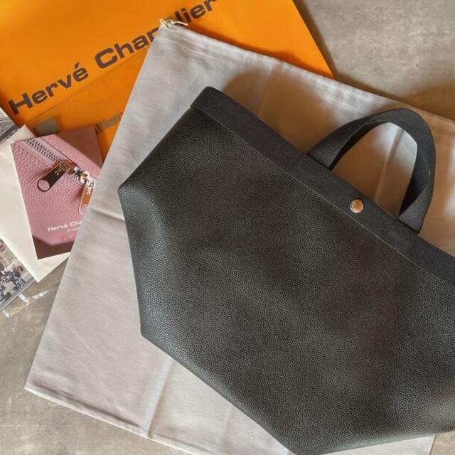 新品 エルベ シャプリエ Herve Chapelier トートバッグ 舟型トートL ノワール/モカ