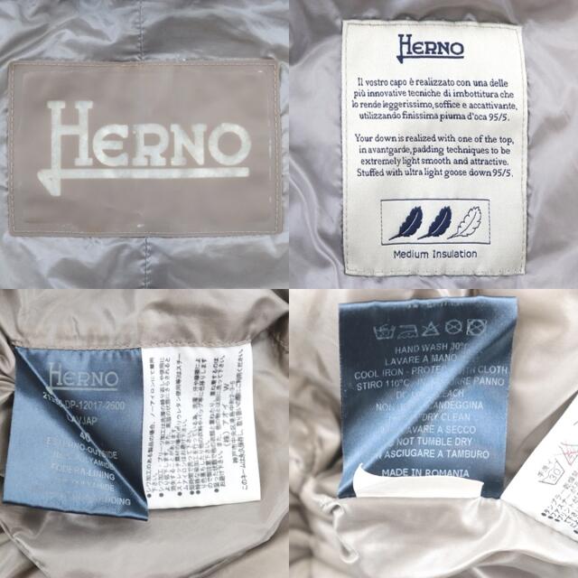 HERNO(ヘルノ)のヘルノ ハイカラーダウンジャケット レディース ベージュ 40 ダウンコート Herno レディースのジャケット/アウター(ダウンコート)の商品写真