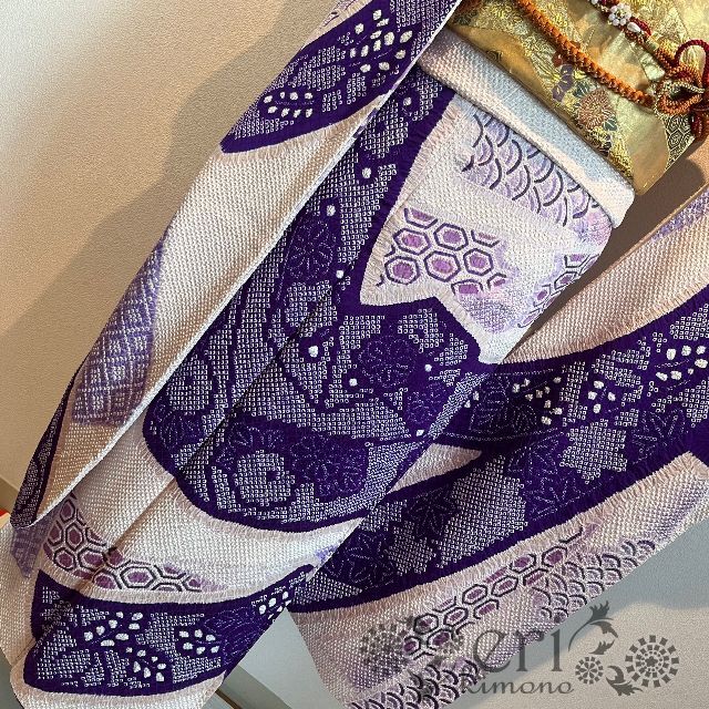 【総絞り6点セット】大変立派な束熨斗、紫の総絞りの振袖