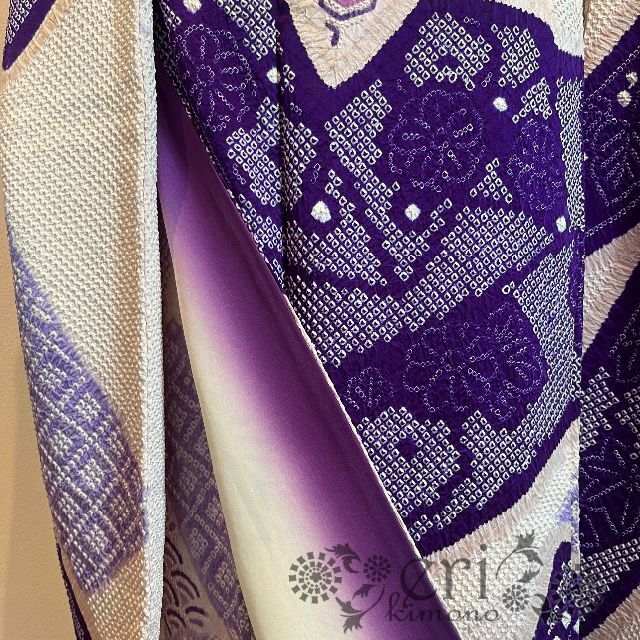 【総絞り6点セット】大変立派な束熨斗、紫の総絞りの振袖
