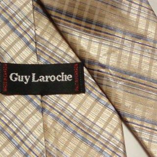 ギラロッシュ(Guy Laroche)の美品カナダ製ギラロッシュGuy Larocheネクタイ格子柄ストライプ柄(ネクタイ)