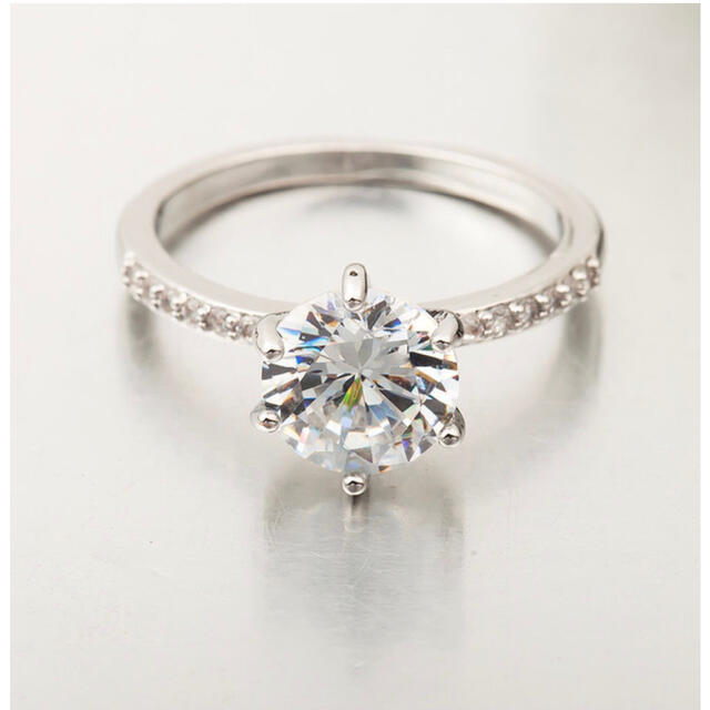 ジルコニア　ジルコン　立て爪ダイヤ　ダイヤモンド　新品未使用　6号　1カラット レディースのアクセサリー(リング(指輪))の商品写真