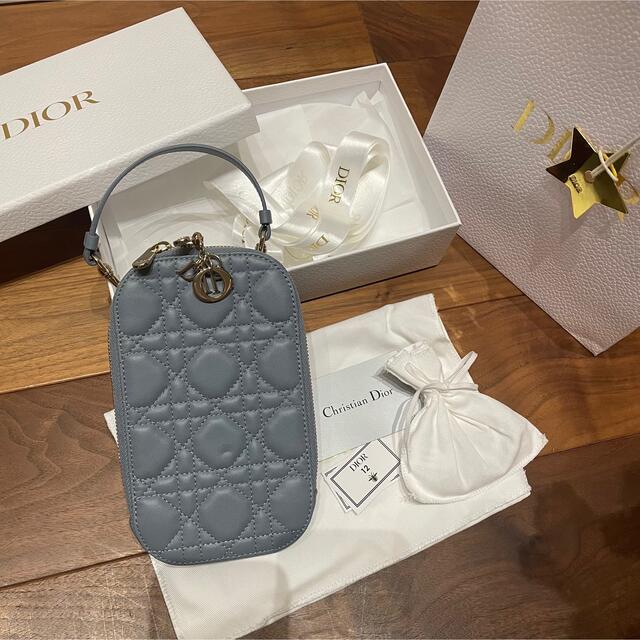 Dior レディディオール フォンホルダー ミニフォンバッグ ラムスキン