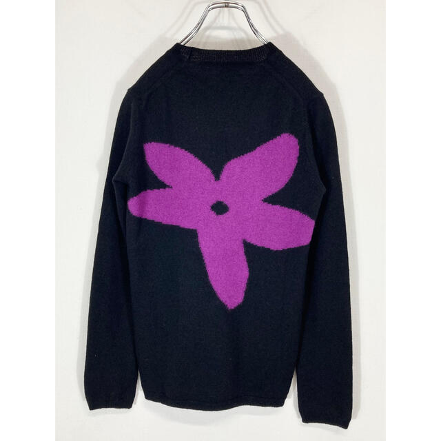COMME des GARCONS 12AWフラワー 縮絨ニットセーター黒紫XS 【☆安心の