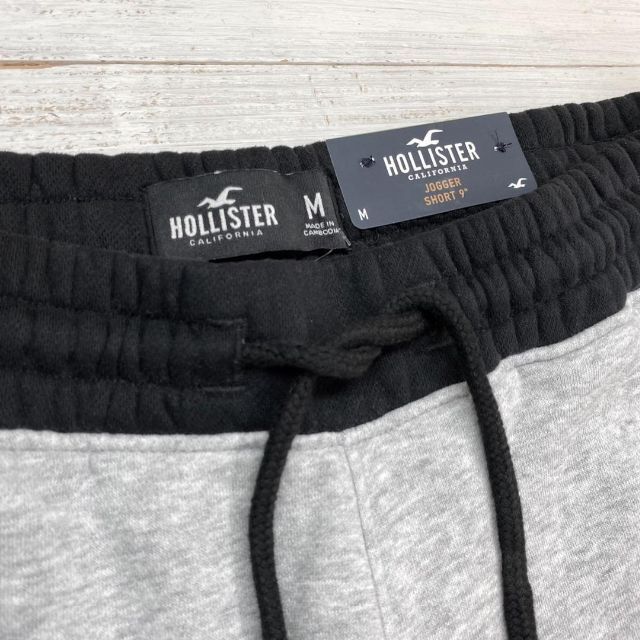 Hollister(ホリスター)の新品【メンズL】★ホリスター★スウェット生地ショートパンツ/グレー黒 メンズのパンツ(ショートパンツ)の商品写真