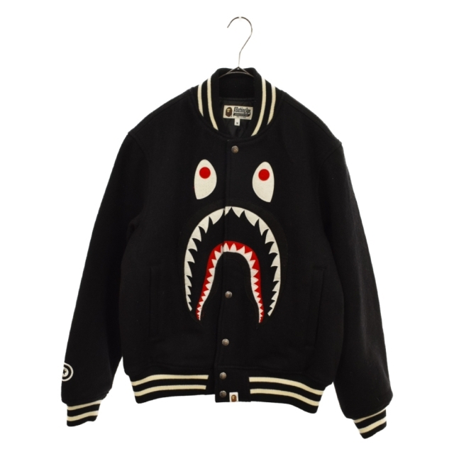 A BATHING APE アベイシングエイプ SHARK STADIUM JAKET フロントシャークスタジアムジャケット スタジャン 001HJD301002X ブラック