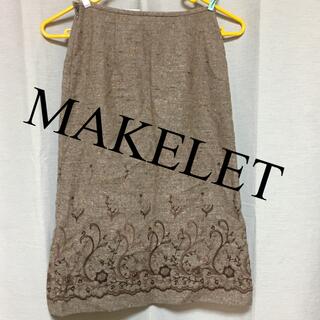 メイクレット(MAKELET)のMAKELE  メイクレット　ウール　刺繍スカート　サイズ61(ひざ丈スカート)