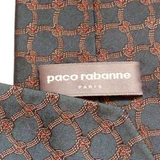 パコラバンヌ(paco rabanne)の美品 日本製パコ ラバンヌPACO RABANNEネクタイ幾何学柄グリーン緑色系(ネクタイ)