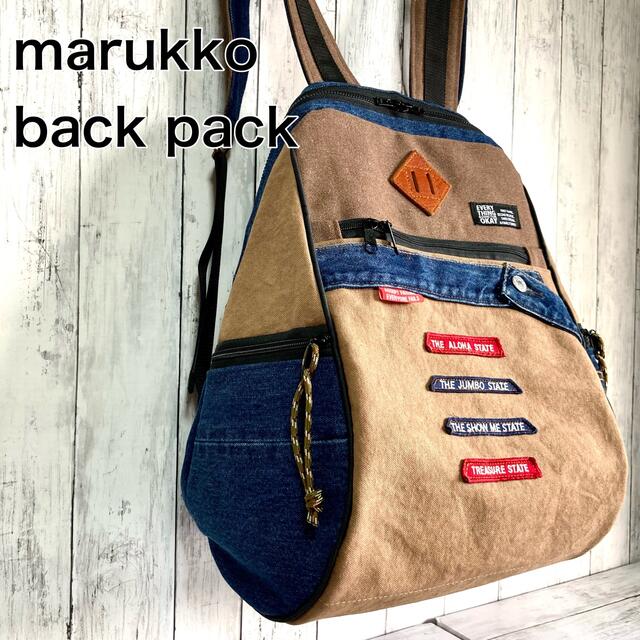 Big size canvas × denim まるっこ back pack