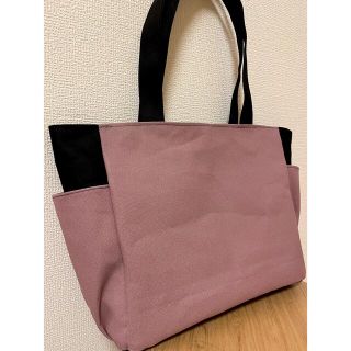 ハンドメイド　トートバッグ　サイドポケット　帆布トート　くすみカラー(バッグ)