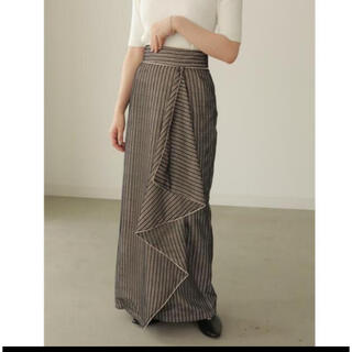 louren stripe lace warp pencil skirt(ロングスカート)