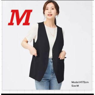 ジーユー(GU)のM ブラック　ノーカラーベストRS+E  GU ユニクロ　H&M ZARA (ベスト/ジレ)