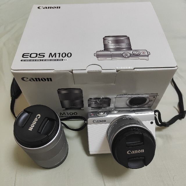 [美品]Canon EOS M100 Wズームキット WH